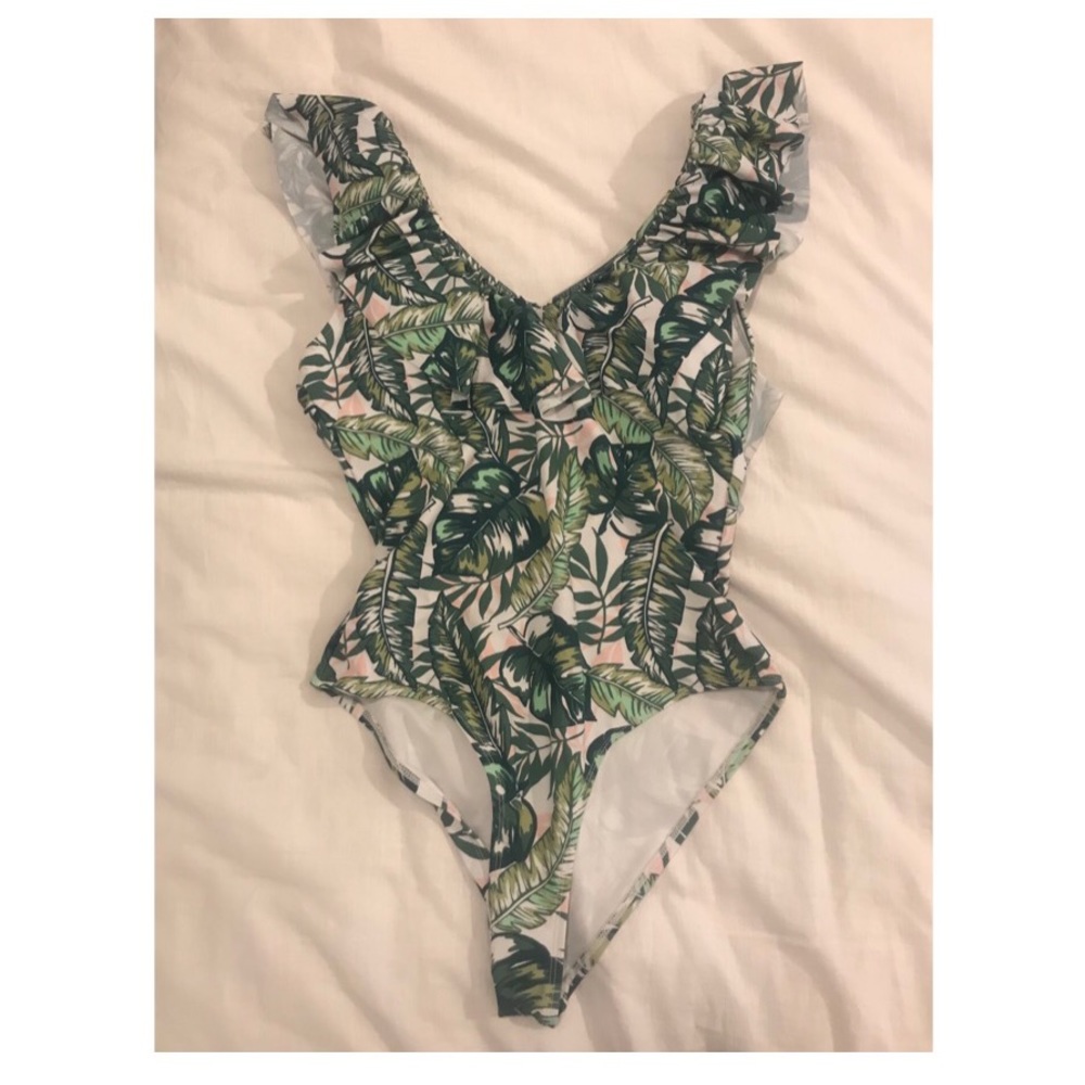 SOLD Green leaf one piece swimsuit